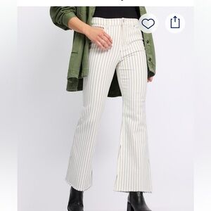 Liverpool Jeans Company White and Black Striped Flare Jeans